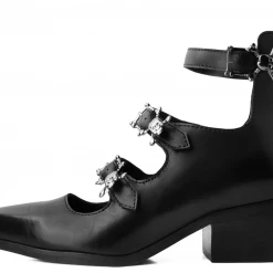 Footwear T.U.K. ANARCHIC TRIPLE SKULL BUCKLE POINTED HEELS