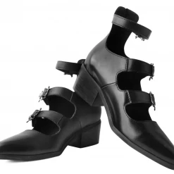 Footwear T.U.K. ANARCHIC TRIPLE SKULL BUCKLE POINTED HEELS