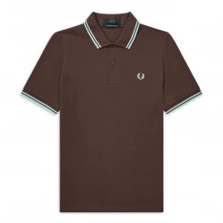 FRED PERRY TWIN TIPPED POLO CHOCOLATE/ICE Apparel