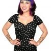 Shop Sour+Plus SOURPUSS POLKA DOT VAVAVOOM TOP BLK/WHITE