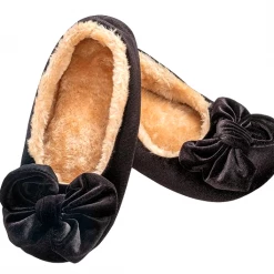 None VELVET BOW SLIPPERS BLACK Footwear