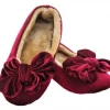 None VELVET BOW SLIPPERS BURGUNDY Footwear