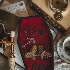 LIVELY GHOSTS VELVET COFFIN TRINKET TRAY RED What's New