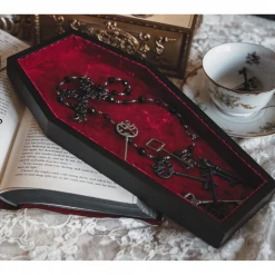LIVELY GHOSTS VELVET COFFIN TRINKET TRAY RED What's New