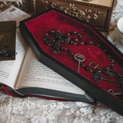 LIVELY GHOSTS VELVET COFFIN TRINKET TRAY RED What's New