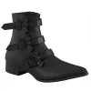DEMONIA WARLOCK BAT BUCKLE POINTED TOE ANKLE BOOTS Footwear