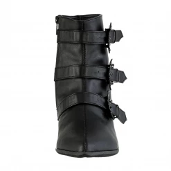 DEMONIA WARLOCK BAT BUCKLE POINTED TOE ANKLE BOOTS Footwear