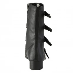 DEMONIA WARLOCK BAT BUCKLE MID CALF POINTED TOE BOOTS