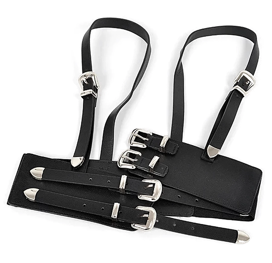 None WESTERN MULTI BUCKLE HARNESS BLACK/SLVR