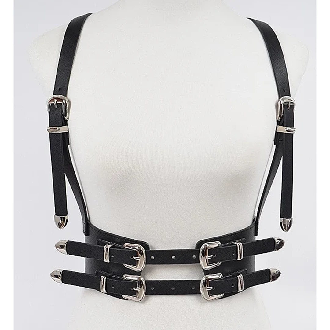 None WESTERN MULTI BUCKLE HARNESS BLACK/SLVR