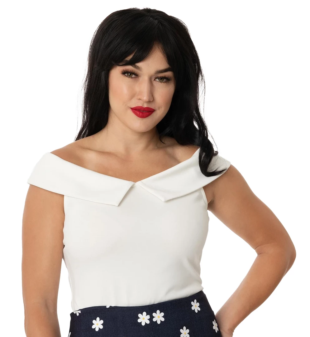 UNIQUE VINTAGE WHITE MARASCHINO TOP Shop Sour+Plus