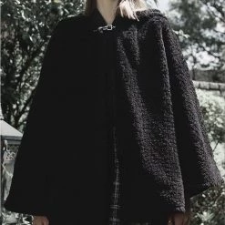 PunkRave PUNK RAVE SALEM HOODED PLUSH CAPE COAT