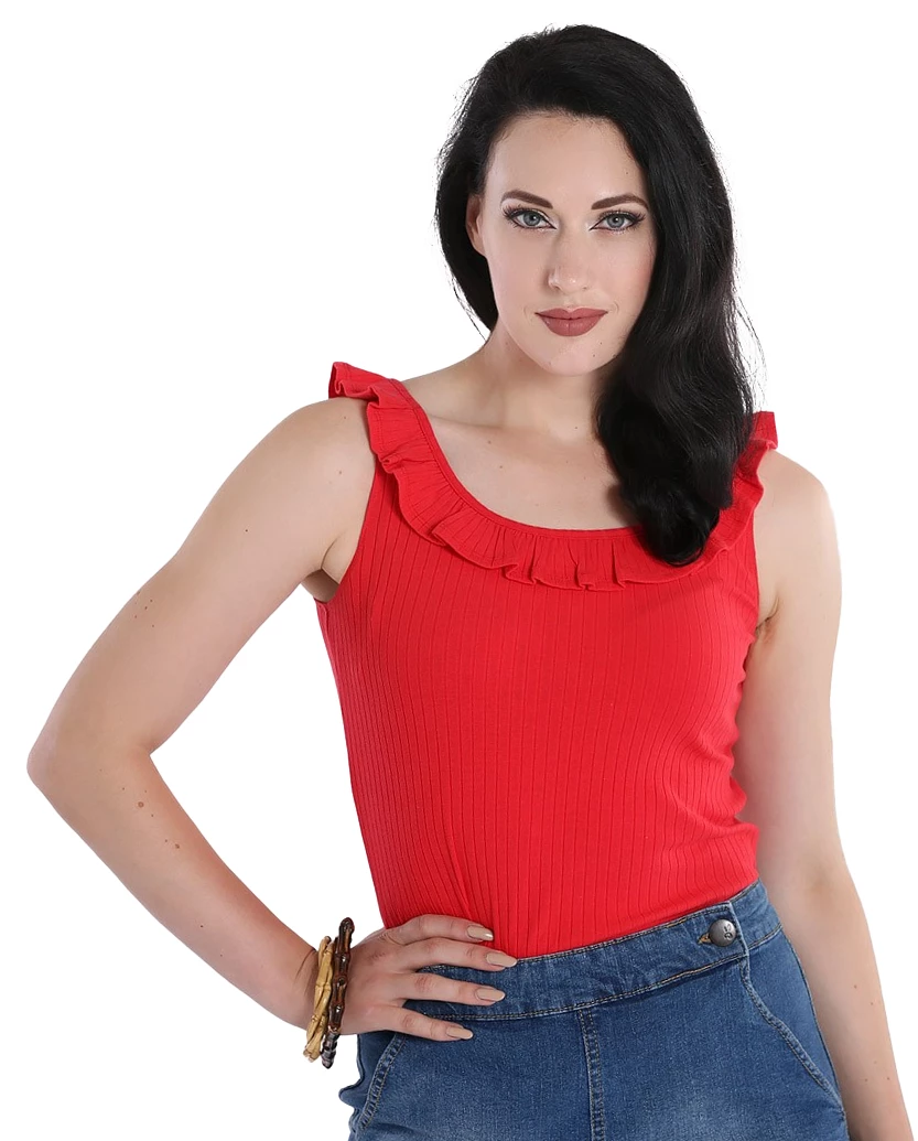 HELL BUNNY YOLANDA TOP RED Shop Sour+Plus